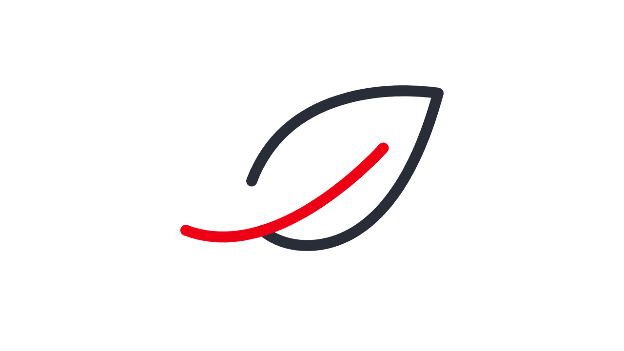 Icon eines Blattes, symbolisiert Umweltfreundlichkeit.